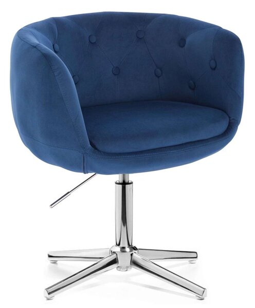 LuxuryForm DESIGN Křeslo MONTANA VELUR na stříbrném kříži - modré