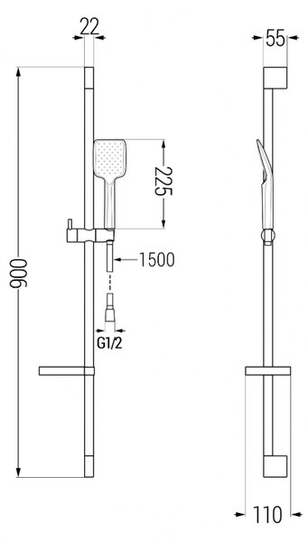 Mexen Zero DS62 sprchová sada, černá - 71104DS62-70