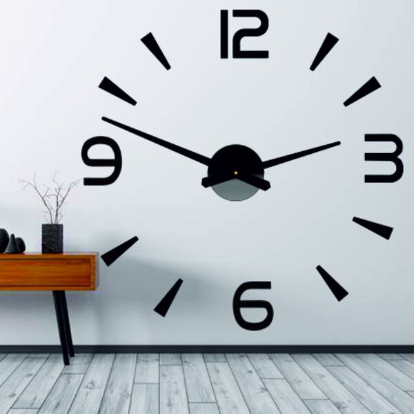 Nalepovací hodiny na zeď - PINEA: Černá Ral 9005 Černá barva RAL 9005 80 cm 3496-23773 12S030-Wall clock HEU-