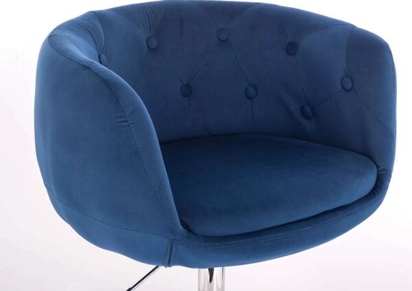 LuxuryForm DESIGN Křeslo MONTANA VELUR na stříbrném talíři - modré