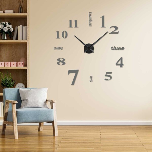 Nástěnné hodiny čísla | DARCE: Zrcadlo SILVER Černá barva RAL 9005 80 cm 3497-104255 12S015