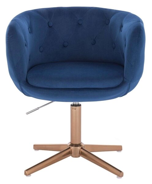 LuxuryForm DESIGN Křeslo MONTANA VELUR na zlatém kříži - modré