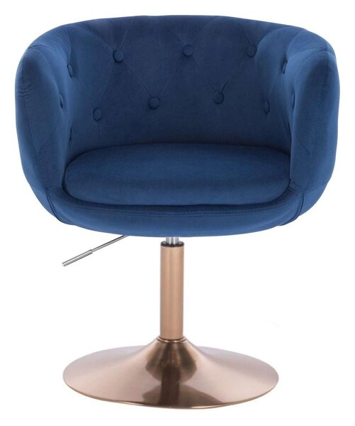 LuxuryForm DESIGN Křeslo MONTANA VELUR na zlatém talíři - modré