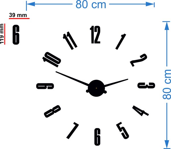 SENTOP | Nalepovací hodiny na zeď do obývacího pokoje moderní I SENTOP 12P041 analogové