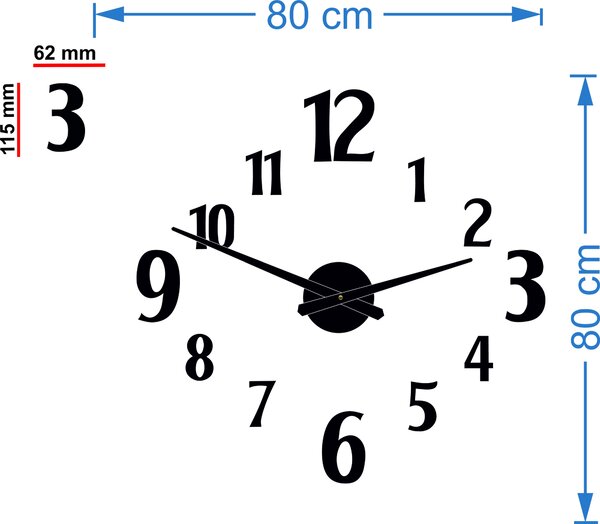 SENTOP | Moderní nalepovací hodiny na zeď | Sentop 12P024-Wall clock HEU- analogové