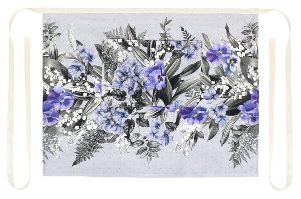 BELLATEX Kuchyňská zástěra GITA - do pasu Fialová,Šedá,Bílá zástěra 68x50 cm