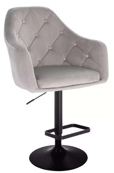 LuxuryForm DESIGN Barová židle ANDORA VELUR na černé kulaté podstavě - světle šedá
