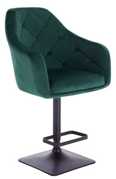 LuxuryForm DESIGN Barová židle ANDORA VELUR na černé hranaté podstavě - zelená