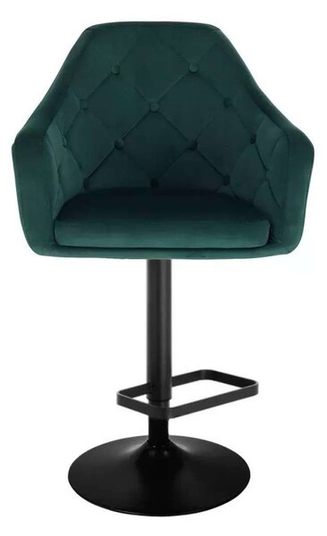 LuxuryForm DESIGN Barová židle ANDORA VELUR na černé kulaté podstavě - zelená