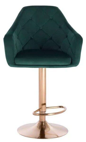 LuxuryForm DESIGN Barová židle ANDORA VELUR na zlaté kulaté podstavě - zelená