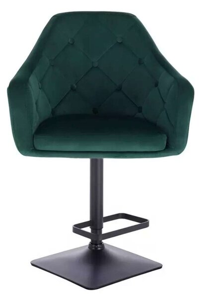 LuxuryForm DESIGN Barová židle ANDORA VELUR na černé hranaté podstavě - zelená