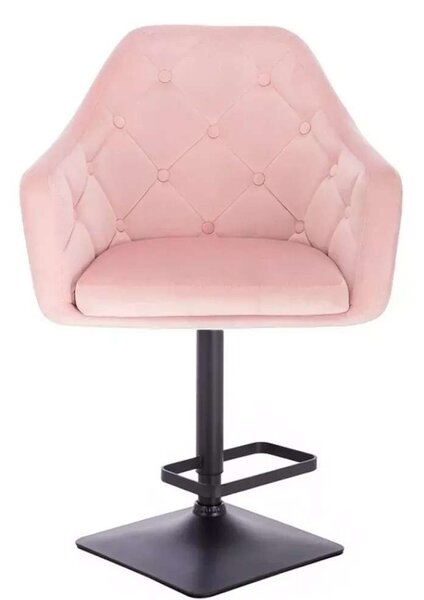 LuxuryForm DESIGN Barová židle ANDORA VELUR na černé hranaté podstavě - světle růžová