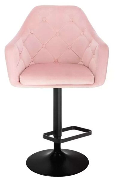 LuxuryForm DESIGN Barová židle ANDORA VELUR na černé kulaté podstavě - světle růžová