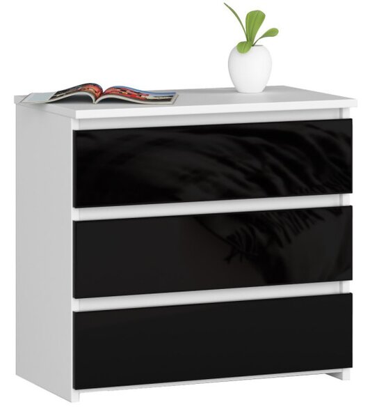Noční stolek CL3 60 cm bílý / černý, lesk