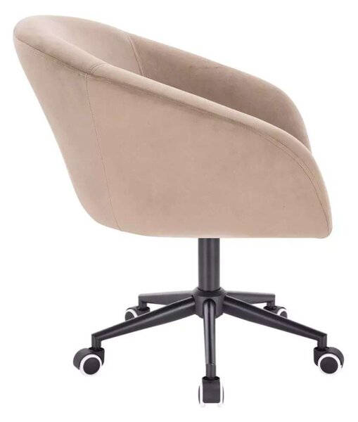 LuxuryForm DESIGN Židle VENICE VELUR na černé podstavě s kolečky - latte