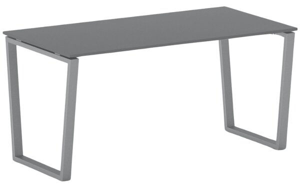 Kancelářský stůl PRIMO IMPRESS, 160x80 cm, šedostříbrná podnož, grafit