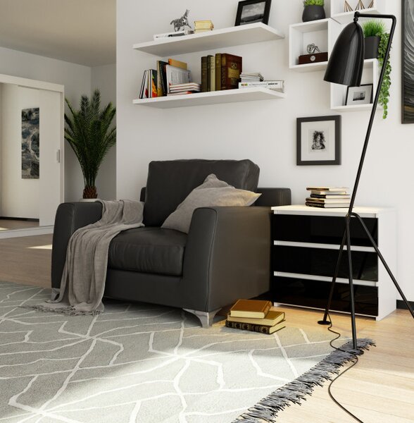 Noční stolek CL3 60 cm bílý / černý, lesk
