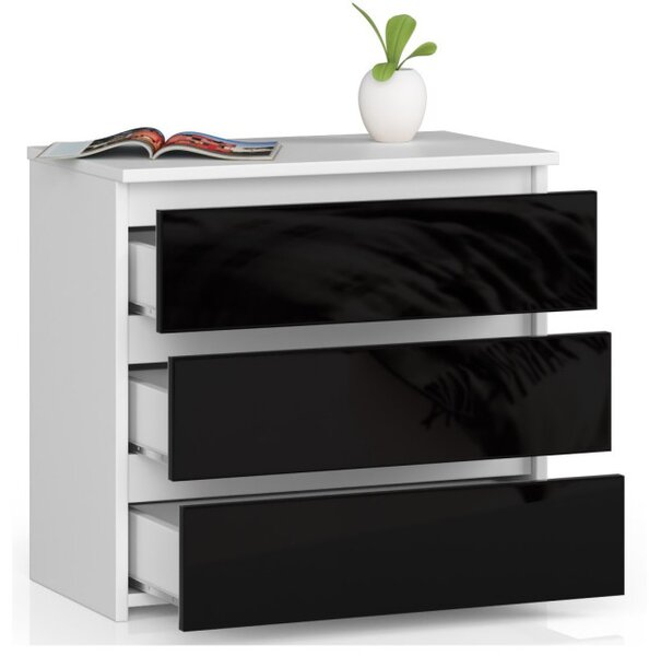 Noční stolek CL3 60 cm bílý / černý, lesk