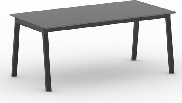 Jednací kancelářský stůl PRIMO BASIC, 180x90 cm, černá podnož, grafit