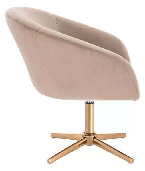 LuxuryForm DESIGN Židle VENICE VELUR na zlatém kříži - latte