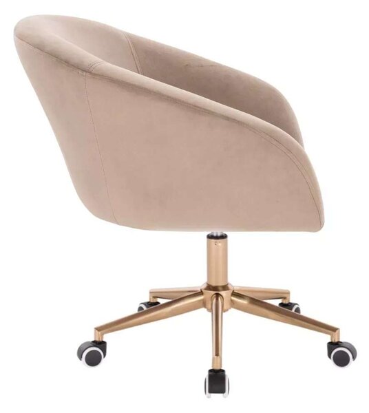LuxuryForm DESIGN Židle VENICE VELUR na zlaté podstavě s kolečky - latte