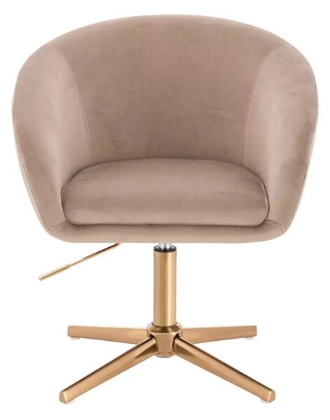 LuxuryForm DESIGN Židle VENICE VELUR na zlatém kříži - latte
