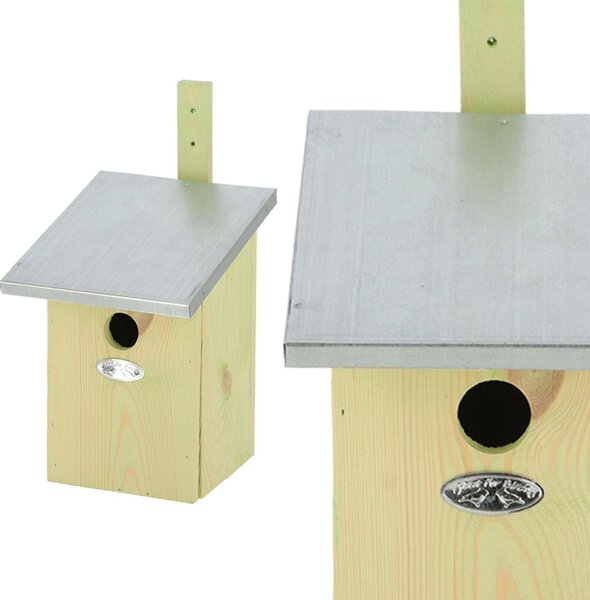 Ptačí budka Simi, 34x17x19,5 cm, dřevo/kov, hnědá