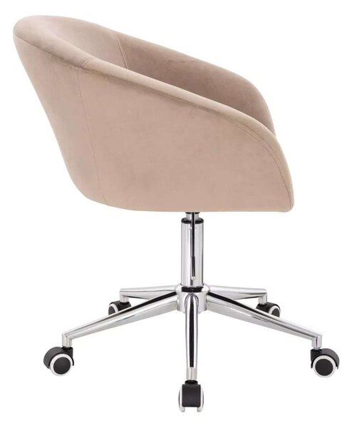 LuxuryForm DESIGN Židle VENICE VELUR na stříbrné podstavě s kolečky - latte