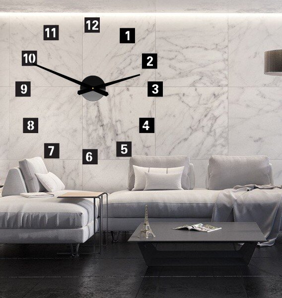 Čtvercové nástěnné hodiny - QVARDO: Černá Ral 9005 Černé ručičky 80 cm 3607-27808 12P019-PLEXI HEU-
