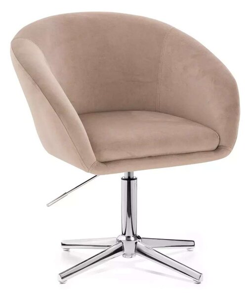 LuxuryForm DESIGN Židle VENICE VELUR na stříbrném kříži - latte