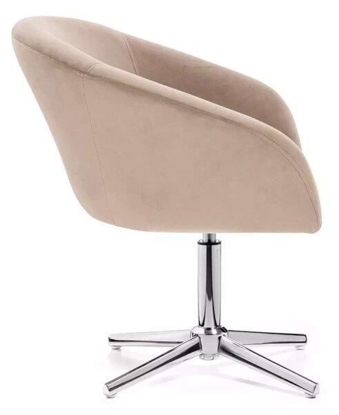 LuxuryForm DESIGN Židle VENICE VELUR na stříbrném kříži - latte