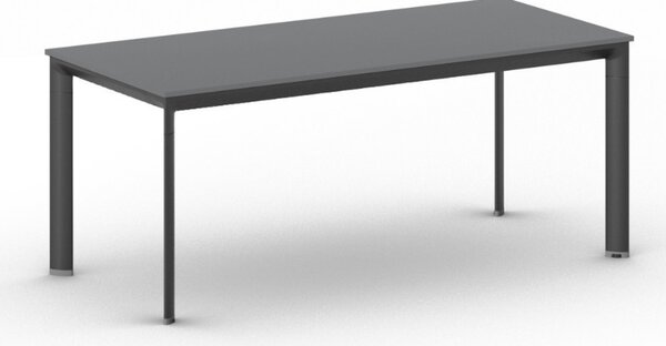 Jednací kancelářský stůl PRIMO INVITATION, 180x80 cm, černá podnož, grafit