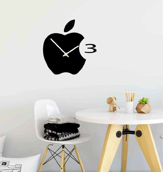 Stylesa - Nástěnné hodiny plastové do kuchyně APPLE, 35x35 cm X0021: Černá Ral 9005 Černé ručičky 3630-29113 X0021-HEU-