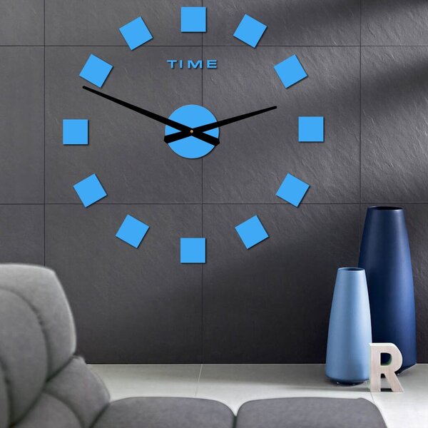 Velké nástěnné hodiny čtverec | KORFA: Černá Ral 9005 Černé ručičky 80 cm 3639-29476 12P036 HEU-
