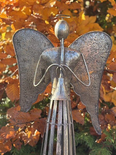 Anděl pohodář s flétnou patina 80cm