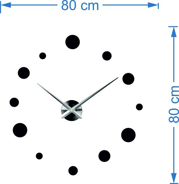Velké nástěnné hodiny tečka - RAJDEK: Černá Ral 9005 Černá barva RAL 9005 80 cm 3609-28063 12S044S HEU-
