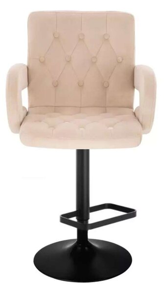 LuxuryForm DESIGN Barová židle BOSTON VELUR na černé kulaté podstavě - krémová