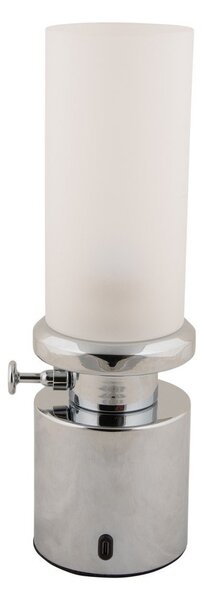 LED stmívatelná stolní lampa ve stříbrné barvě s kovovým stínidlem/se skleněným stínidlem (výška 29,5 cm) Camp – Leitmotiv