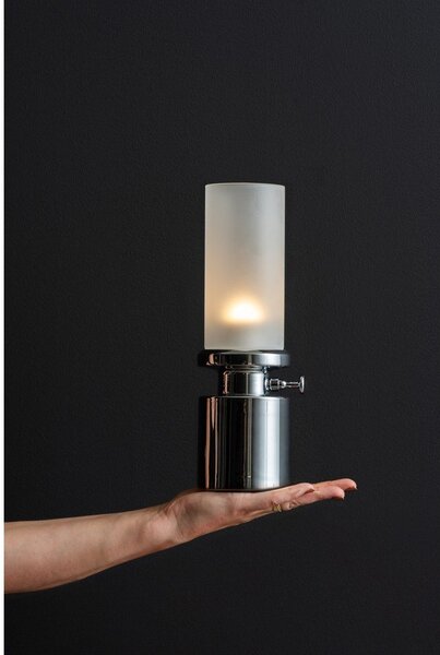LED stmívatelná stolní lampa ve stříbrné barvě s kovovým stínidlem/se skleněným stínidlem (výška 29,5 cm) Camp – Leitmotiv