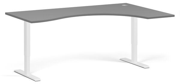 Ergonomický výškově nastavitelný stůl, 180x120 cm, 2 motory, L/P, bílá podnož, grafit