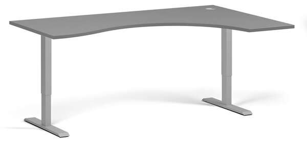 Ergonomický výškově nastavitelný stůl, 180x120 cm, 2 motory, L/P, šedá podnož, grafit