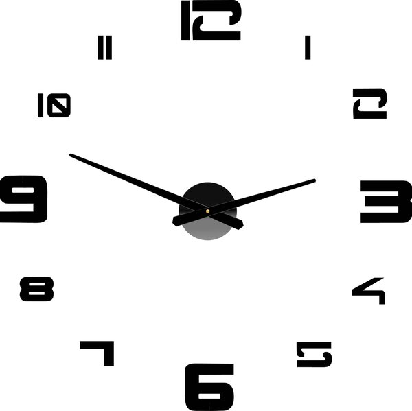 Velké nástěnné hodiny - STRONGO: Černá Ral 9005 Černé ručičky 80 cm 3708-33565 12P021 PLEXI 2D HEU+