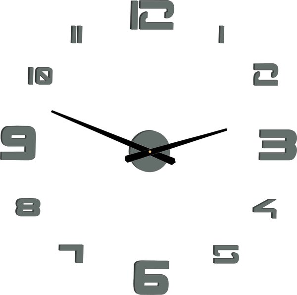 Velké nástěnné hodiny - STRONGO: Černá Ral 9005 Černé ručičky 80 cm 3708-33565 12P021 PLEXI 2D HEU+