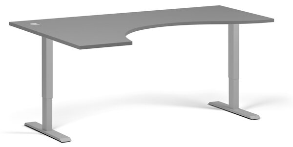 Ergonomický výškově nastavitelný stůl, 180x120 cm, 2 motory, L/P, šedá podnož, grafit
