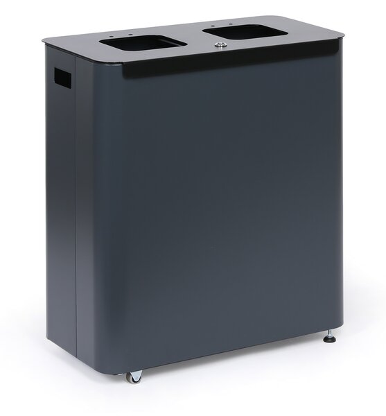Odpadkový koš na tříděný odpad, 2 x 60 l, lakovaný šedý