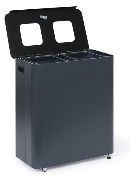 Odpadkový koš na tříděný odpad, 2 x 60 l, lakovaný šedý