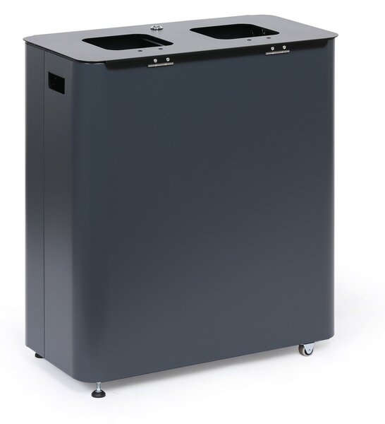 Odpadkový koš na tříděný odpad, 2 x 60 l, lakovaný šedý