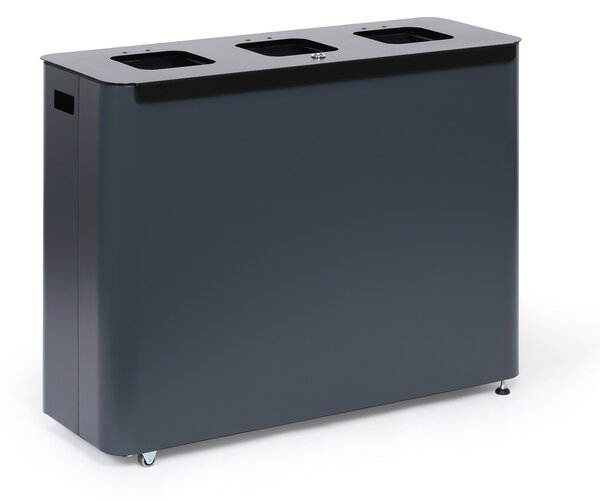 Odpadkový koš na tříděný odpad, 3 x 60 l, lakovaný šedý