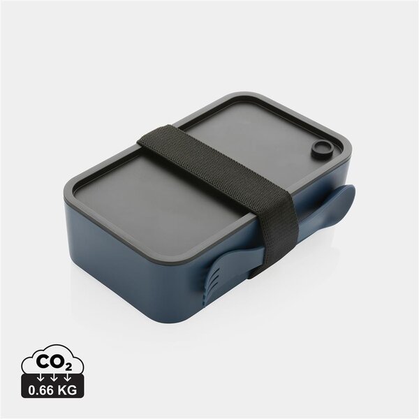 Svačinový box s příborem,1,2l, XD, modrý