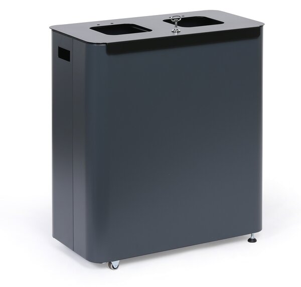 Odpadkový koš na tříděný odpad, 2 x 60 l, lakovaný šedý